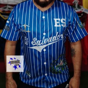 Camiseta de Beisbol De El Salvador Azul Bandera