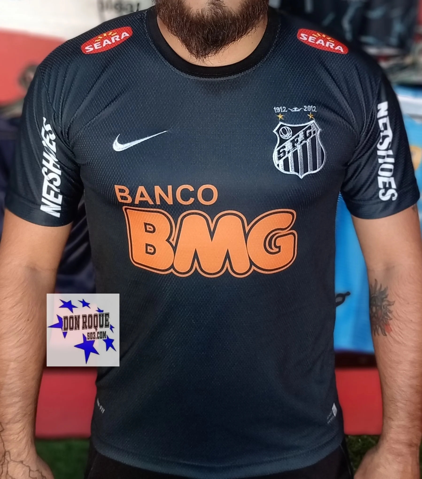 Camiseta Negra Retro 2012 Edición Especial Santos-Neymar