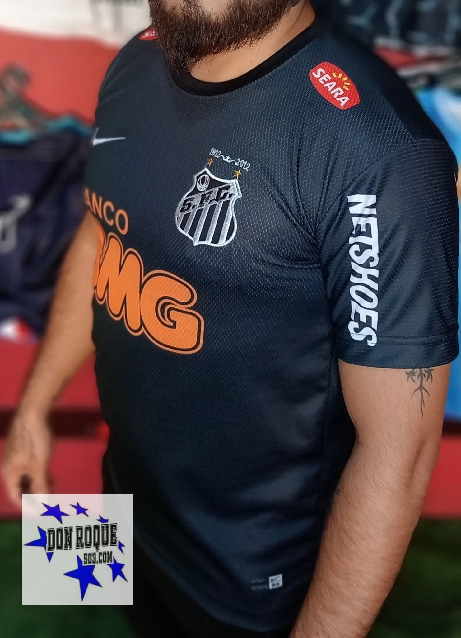 Camiseta Negra Retro 2012 Edición Especial Santos-Neymar